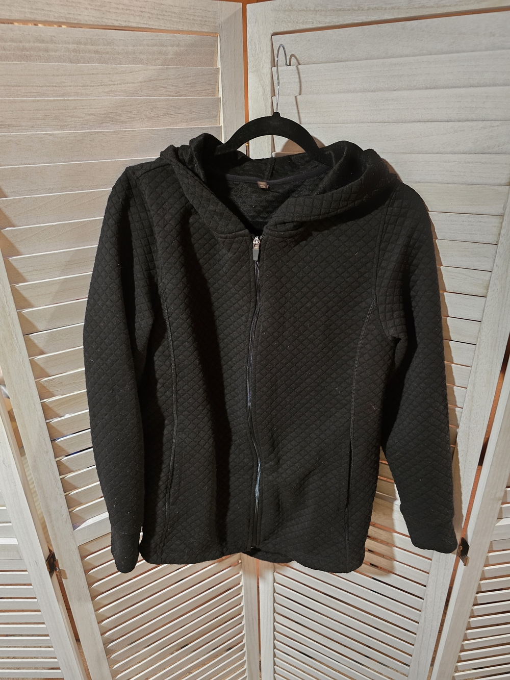 Marika Quilted Black Zip-Up Hoodie  Med